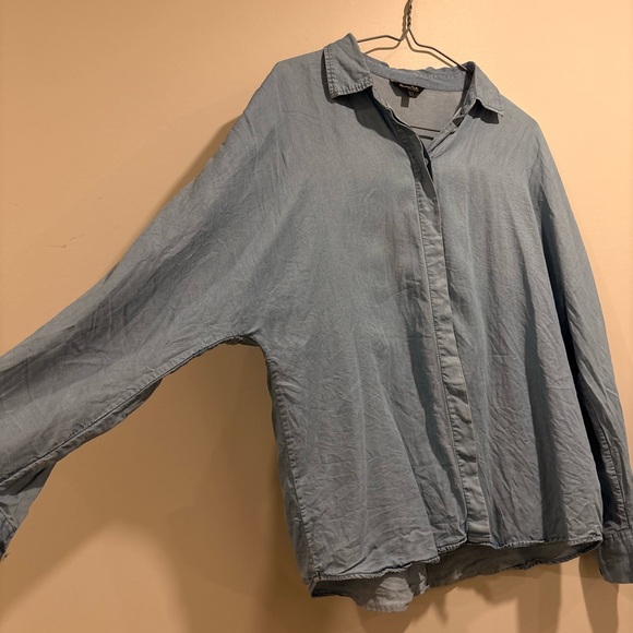 Massimo Dutti Lyocell Light Blue Button-Up Shirt - size 42 - Picture 3 of 4